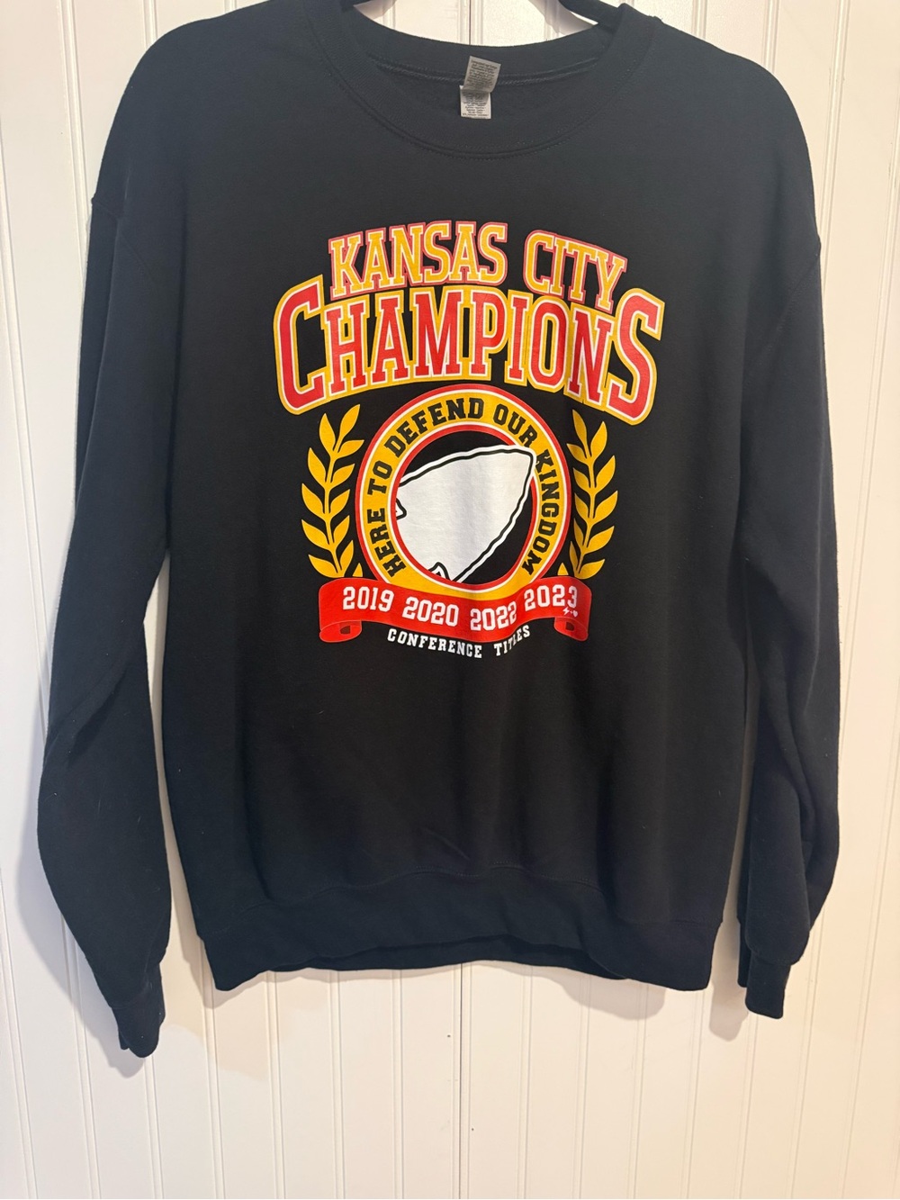 Gildan Black Kansas City Champions Graphic Crewneck